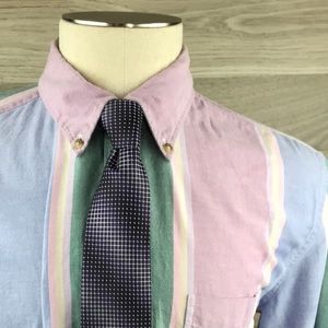 J. Crew Organic Oxford Men’s Large Slim Fit Color Block Longsleeve Button Up